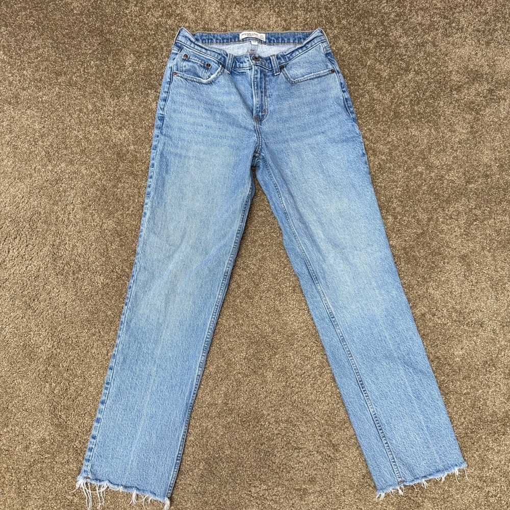 Abercrombie & Fitch The '90s Straight Mid Rise Curve Love Jeans Womens 27 Blue